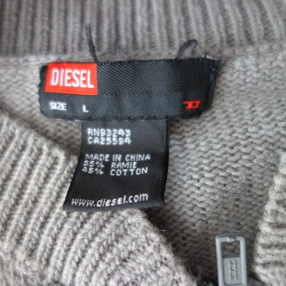 Diesel Official Dieseland Great Testdriver O.R.T. Zip Up Grey Sweater Size L - Picture 9 of 16